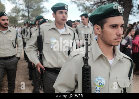 Kisalon, Israel. 24th April, 2017. A Border Police Honor Guard Partakes ...