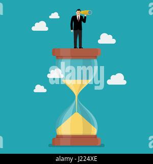 Transparent sandglass in flat style. Vector illustration Stock Vector