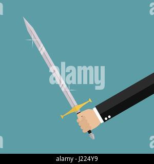 Man holding sword. Vector illustration Stock Vector