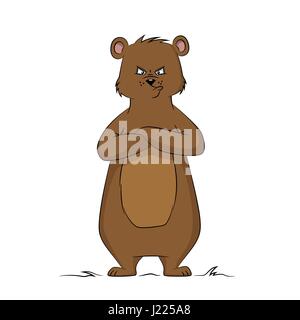 Illustration of an angry bear against white background Stock Vector