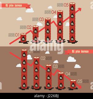 Oil barrel with price chart infographic Stock Vector