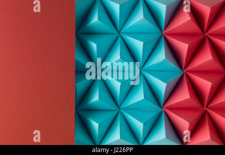 Abstract blue to red paper poly  made from  tetrahedron background. Usefull for business cards and web. Stock Photo