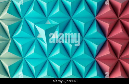 Abstract blue to red paper poly  made from  tetrahedron background. Usefull for business cards and web. Stock Photo