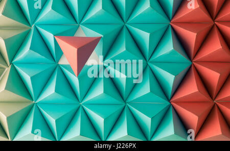 Abstract blue to red paper poly  made from  tetrahedron background. Usefull for business cards and web. Stock Photo