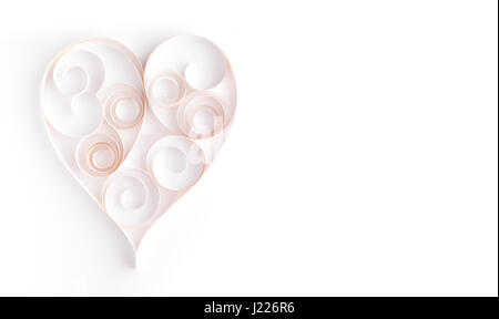 white papaer heart quilling on white background Stock Photo
