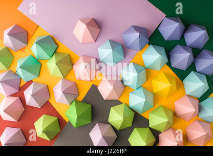 Abstract pyramid composition on colored paper. Usefull for business cards and web Stock Photo