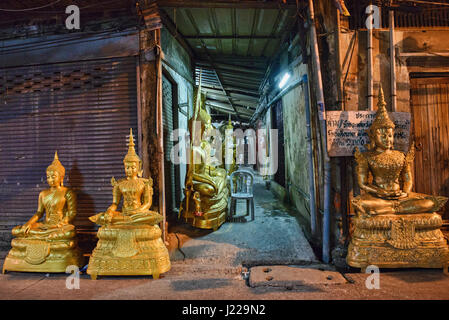 Street of Buddha statues in Bangkok, Thailand