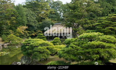 Completed in 1645 as residence for members of imperial family, Katsura Villa is one of the finest examples of Japanese architecture and garden design. Stock Photo