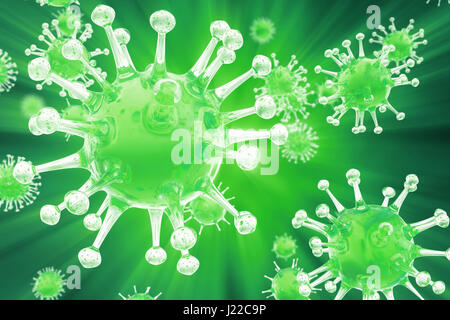 3D illustration viruses in infected organism, viral disease epidemic. Virus abstract background Stock Photo