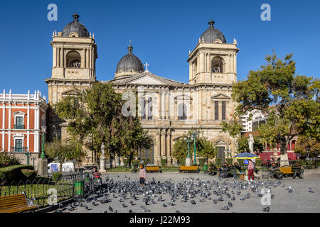 Metropolitan Cathedral in Murillo Square - La Paz, Bolivia Stock Photo