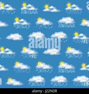Meteorological Symbols, Seamless Stock Vector