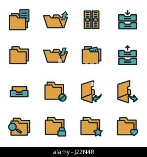 Vector flat folder icons set on white background Stock Vector