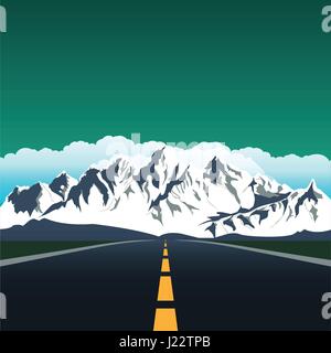 mountain landscape background with blue sky and forest. Vector scenic ...