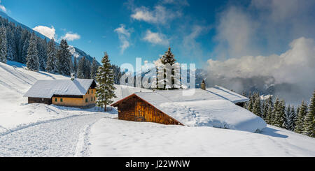 Panorama Hoehenweg, Kleinwalsertal, Allgaeuer Alpen, Vorarlberg, Oesterreich, Europa Stock Photo