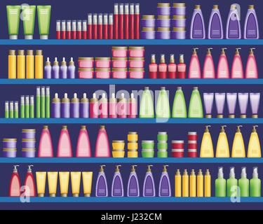 Cosmetic supplies in the supermarket Stock Vector