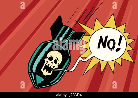 Bomb with skull of the skeleton scream no Stock Vector