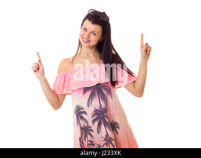 Woman in pink dress with sunglasses  Stock Photo