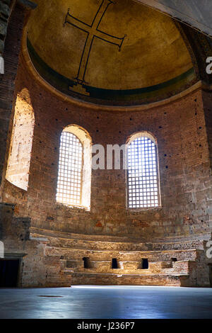 ISTANBUL, TURKEY - JULY 12, 2014:  The apse (altar) in the interior of Hagia Irene church, Istanbul, Turkey Stock Photo