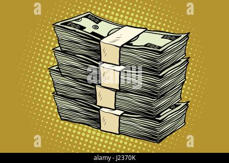 money Finance dollars packaging of banknotes. Pop art retro vector illustration Stock Vector