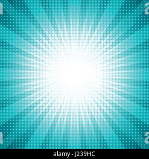White dots halftone with green abstract star burst abstract background concept Stock Vector