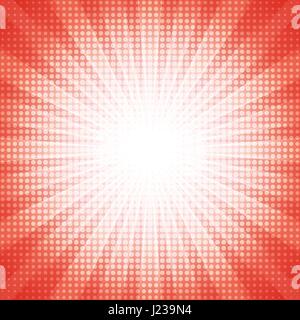 White dots halftone with red abstract star burst abstract background concept Stock Vector