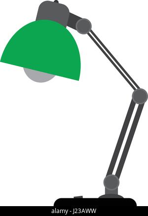 Green desk lamp, vector illustration on white background Stock Vector