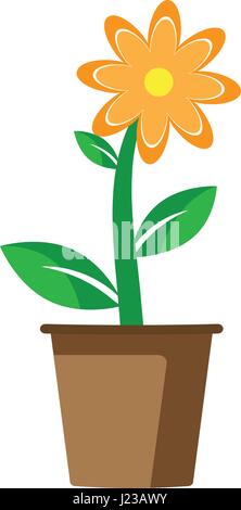 Spring beautiful flower in a pot. Vector on white background Stock Vector