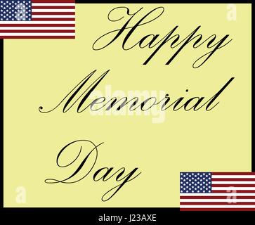 Vector Happy Memorial Day card. National american holiday illustration with USA. Festive poster or banner with hand lettering. Stock Vector