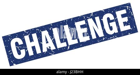 square grunge blue challenge stamp Stock Vector
