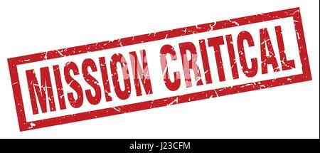 square grunge red mission critical stamp Stock Vector