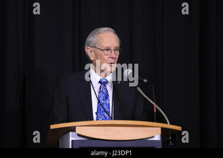 NASA astronaut Charlie Duke speaks during the Day of Remembrance ceremony at the Kennedy Space Station Visitor Complex Center for Space Education January 26, 2017 in Titusville, Florida. The ceremony honors astronauts who lost their lives in the quest for space exploration.     (photo by Kim Shiflett /NASA  via Planetpix) Stock Photo