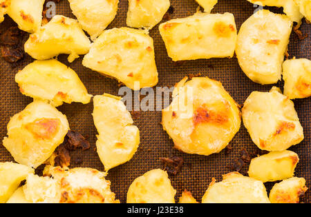 Roast potatoes from above close up Stock Photo