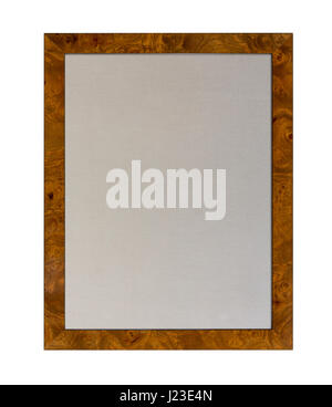 Cloth based pinboard or notice board inside a wooden picture frame isolated on white background Stock Photo
