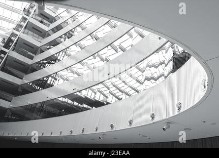 Modern architecture interior lines and shapes. Black and white abstract looking indoors picture