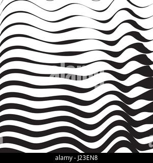 Halftone pattern background striped waves. Vector lines waved texture retro. Abstract linear stripes background. Black and white Stock Vector