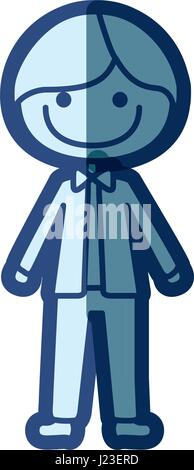 blue silhouette of caricature smile man with bow tie