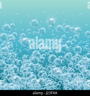 Realistic water bubbles background Stock Vector
