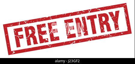 square grunge red free entry stamp Stock Vector