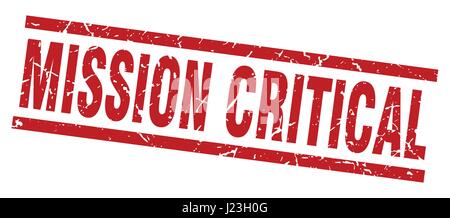 square grunge red mission critical stamp Stock Vector