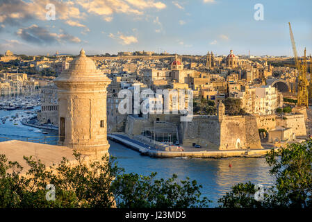 View of fortress Grand Harbour in Valletta, Malta Stock Photo