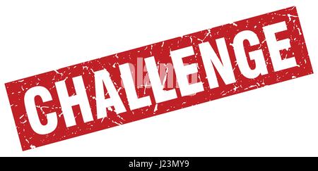 square grunge red challenge stamp Stock Vector