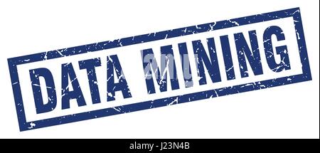 square grunge blue data mining stamp Stock Vector