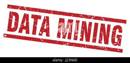 square grunge red data mining stamp Stock Vector