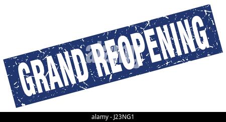 square grunge blue grand reopening stamp Stock Vector