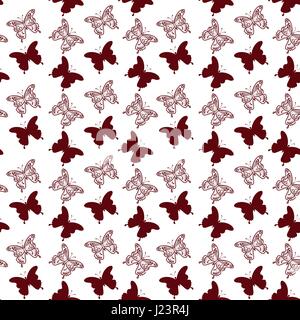 Seamless background, butterflies contours Stock Vector