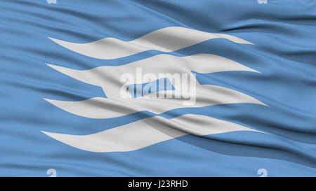 Closeup Hyogo Japan Prefecture Flag, Waving in the Wind, High Resolution Stock Photo