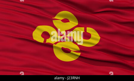 Closeup Shimane Japan Prefecture Flag, Waving in the Wind, High Resolution Stock Photo