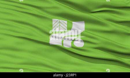 Closeup Tochigi Japan Prefecture Flag, Waving in the Wind, High Resolution Stock Photo
