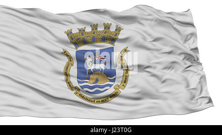 Isolated San Juan Flag, Capital of Puerto Rico State, Waving on White Background, High Resolution Stock Photo