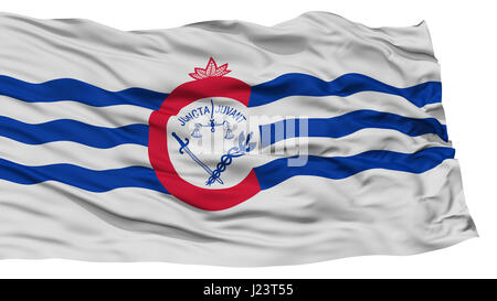 Isolated Cincinnati City Flag, City of Ohio State, Waving on White Background, High Resolution Stock Photo